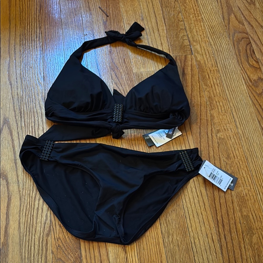 Elegant Black Halter Bikini Set